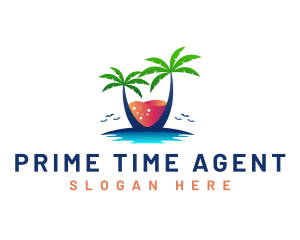 Palm Tree Island Drink logo design