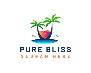 Palm Tree Island Drink logo design