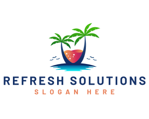 Palm Tree Island Drink logo design