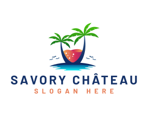 Palm Tree Island Drink logo design