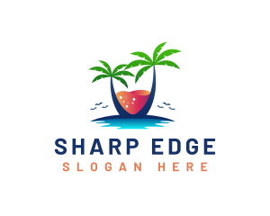 Palm Tree Island Drink logo design