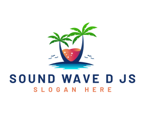 Palm Tree Island Drink logo design