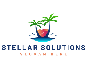 Palm Tree Island Drink logo design