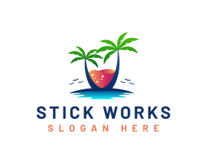 Palm Tree Island Drink logo design