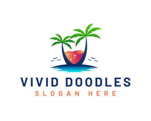 Palm Tree Island Drink logo design