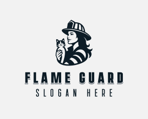 Firefighter Cat Safety logo design