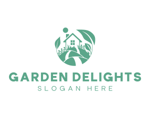 House Leaf Lawn Garden logo design