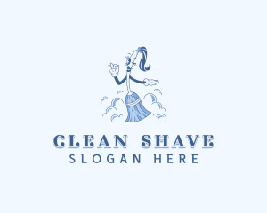 Clean Housekeeping Broom logo design