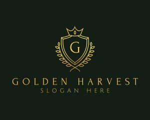 Golden Royal Shield logo design