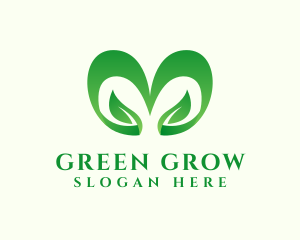 Green Heart Leaf  logo design