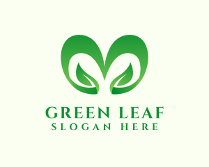 Green Heart Leaf  logo design