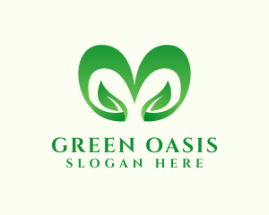 Green Heart Leaf  logo design