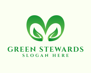 Green Heart Leaf  logo design