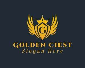 Golden Royal Crown Wings  logo design