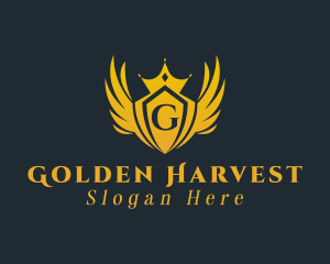 Golden Royal Crown Wings  logo design