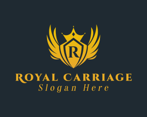 Golden Royal Crown Wings  logo design