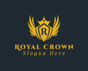 Golden Royal Crown Wings  logo design