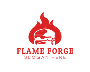 Burning Flame Burger logo design