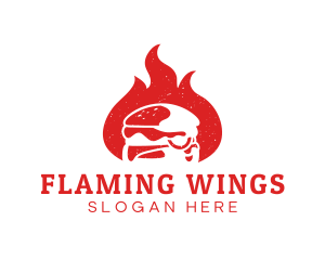 Burning Flame Burger logo design