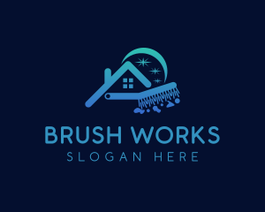 Cleaning Housekeeping Brush logo design