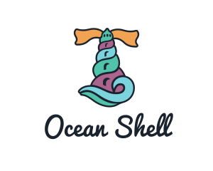 Seashell Lighthouse Beacon logo design