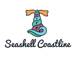 Seashell Lighthouse Beacon logo design