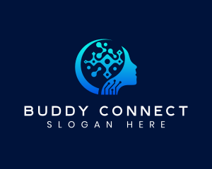 Network Circuit Brain logo design