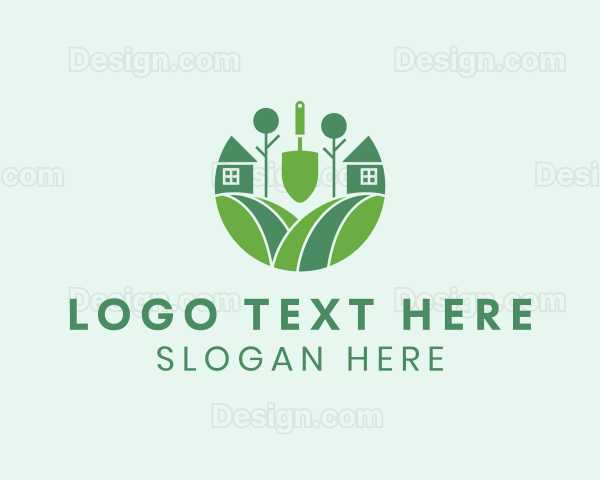 House Lawn Grass Spade Logo