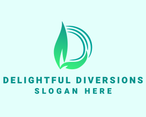 Green Leaf Letter D logo design