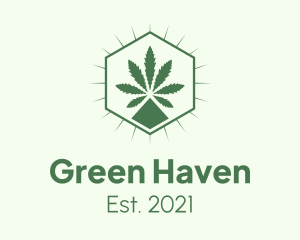Weed Dispensary Hexagon logo design