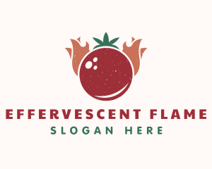 Retro Tomato Flame logo design