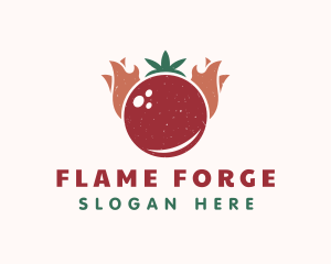 Retro Tomato Flame logo design