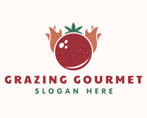 Retro Tomato Flame logo design