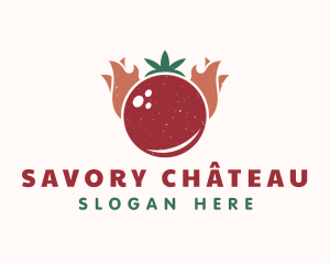 Retro Tomato Flame logo design