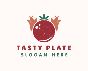 Retro Tomato Flame logo design