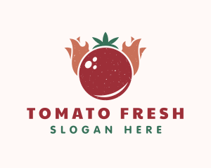 Retro Tomato Flame logo design