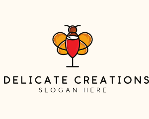 Wine Glass Bee logo design