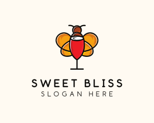 Wine Glass Bee logo design