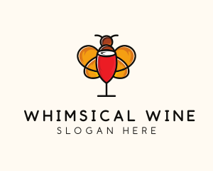 Wine Glass Bee logo design