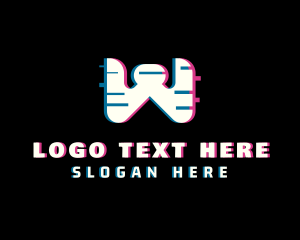 Anaglyph Glitch Letter W Logo