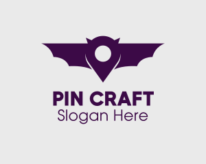 Bat Location Pin logo design