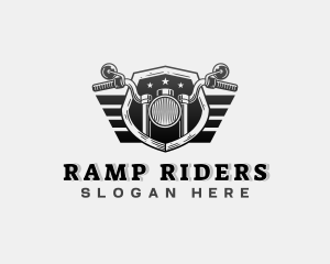 Motorcycle Rider Shield logo design