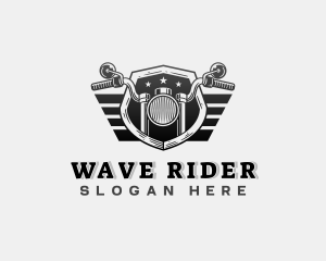 Motorcycle Rider Shield logo design