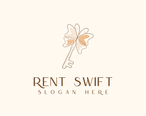 Feminine Butterfly Key logo design