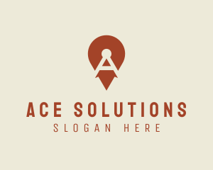 Location Pin Letter A logo design