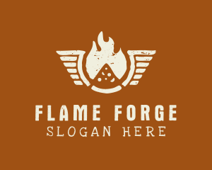 Flaming Pizza Wings logo design