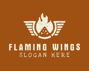 Flaming Pizza Wings logo design