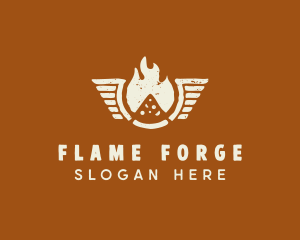 Flaming Pizza Wings logo design