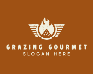 Flaming Pizza Wings logo design