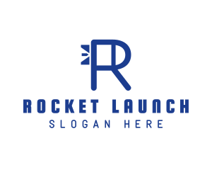 Rocket Video Game Letter R logo design